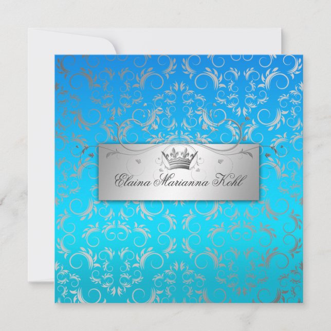 311-Silver Divine Tropical Fade Sweet 16 Invitation (Front)