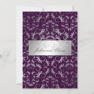 311 Silver {Faux}  Divine   Eggplant Invitation
