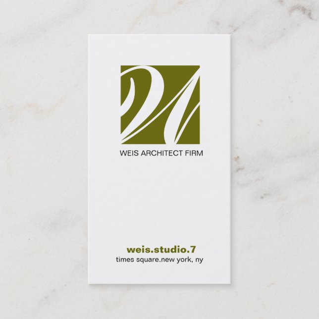 311-SIMPLY SQUARE MONOGRAM SAGE GREEN BUSINESS CARD (Front)