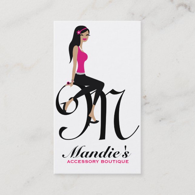 311-Sittin' Pretty Monogram | Initial Business Card (Front)