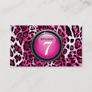 311-Sleek "Button" Hot Pink Leopard Business Card