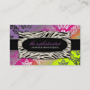 311 Sophisticated Jungle Damask Pink Purebred Su Business Card