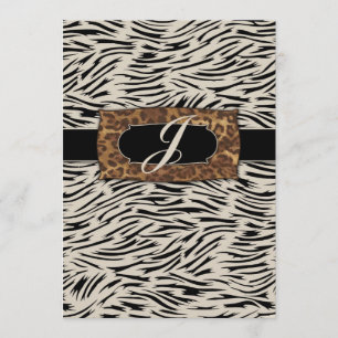 311-Sophisticated Jungle Zebra Monogram Invitation