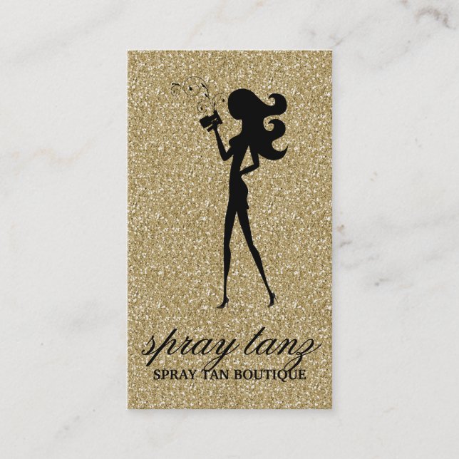 311 Spray Tan Fashionista Gold Glitter Loyalty Card (Front)