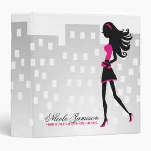 311-Stylish City Girl Monogram Pink Binder