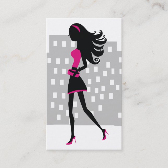 311 Stylish City Girl | Sizzling Pink Business Card (Front)