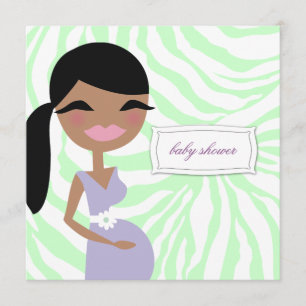 311-Sweet Pregnant Mommy Zebra - Ethnic Long Hair Invitation