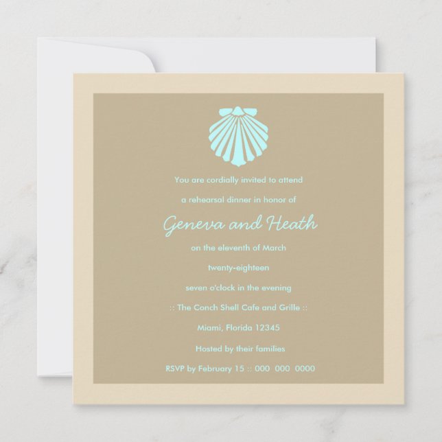 311-Sweet Shell Robin's Egg Beige Invitation (Front)