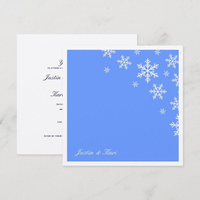 311-Sweet Snowflake Light Blue Metallic Invitation (Front/Back)