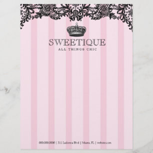 311 Sweetique Pink Stripes & Lace Letterhead