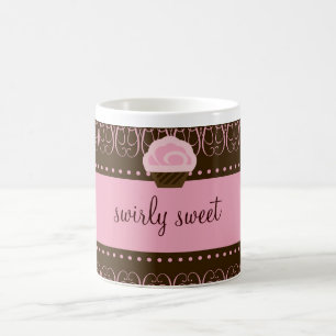 311 Swirly Sweet Pink Brown Coffee Mug