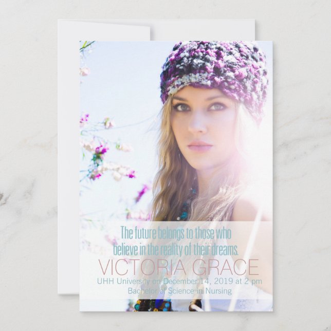 311 Teal The Future Belongs to Those Graduation Announcement (Front)