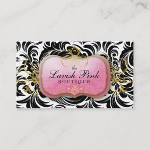 311 The Lavish Pink Plate Black Leaves Business Card