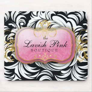 311 The Lavish Pink Plate Black Mouse Pad