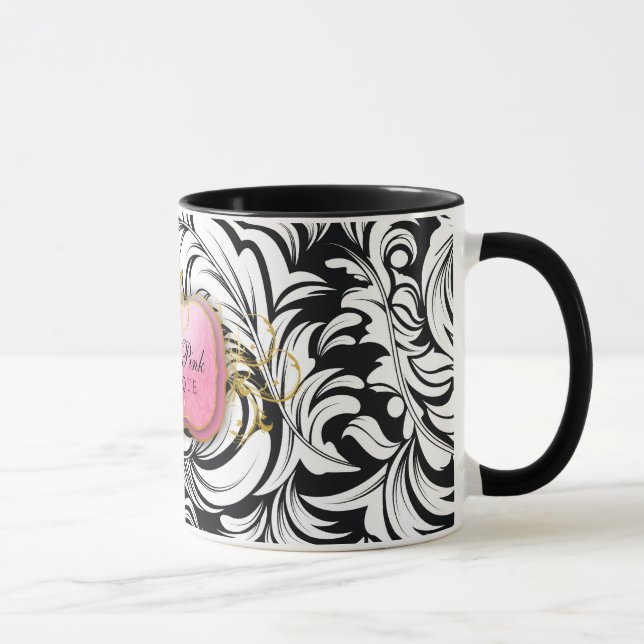 311-The Lavish Pink Plate | Black Mug (Right)