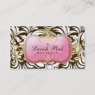311-The Lavish Pink Plate   Brown Background Business Card
