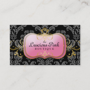 311-The Luscious Pink Plate   Black Business Card