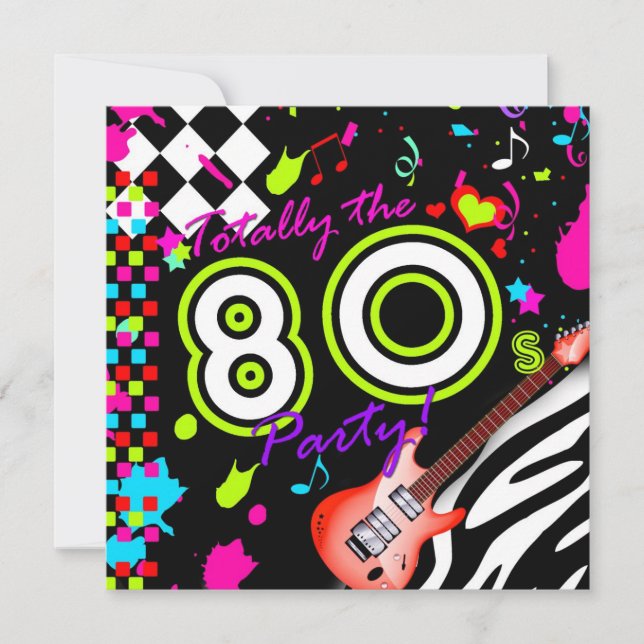 311-Totally the 80s Party - Red Guitar Invitation (Front)