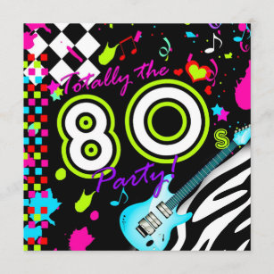 311 Totally the 80s Party - Turquoise Guitar Invitation