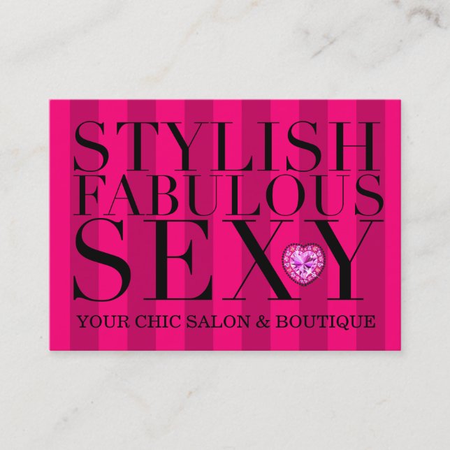 311 Tres Chic Pink Stripes Business Card (Front)
