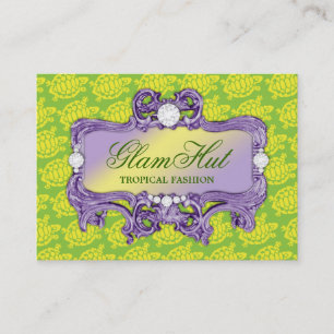 311 Tropical Green Glam Sea Turtle Print Business Card