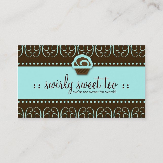 311-Turquoise Swirly Sweet Too Business Card (Front)