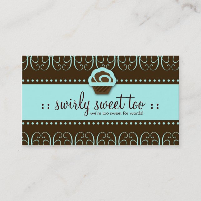 311-Turquoise Swirly Sweet Too Business Card (Front)