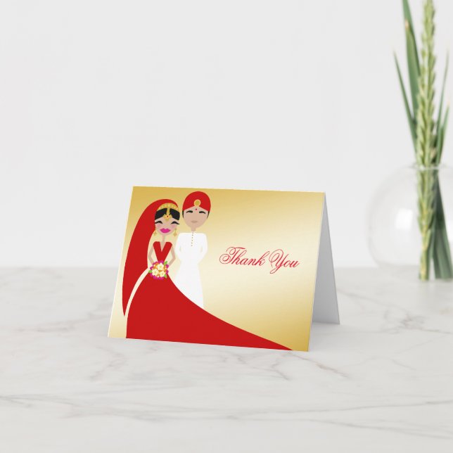 311 Updo Indian Bride & Groom Thank You Card (Front)