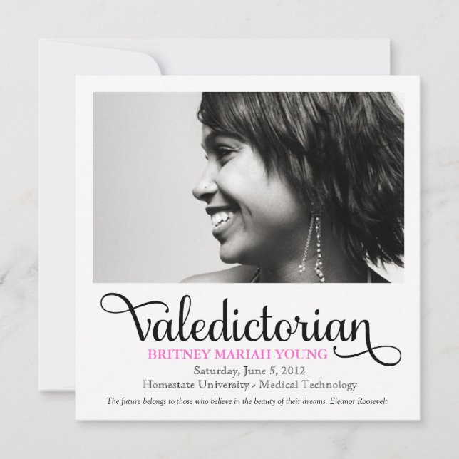 311 Valedictorian Inspirational Quote Graduation Announcement (Front)