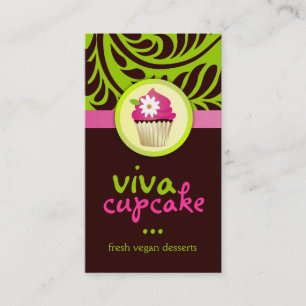 311 Viva Cupcake Vertical Green Business Card
