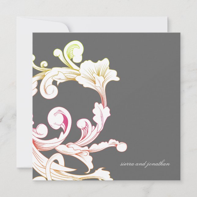 311-Vivid Foliage Flare Grey Invitation (Front)