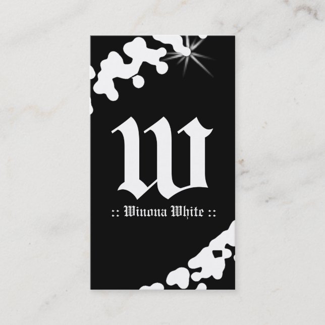 311-WHITE GLIMMER MONOGRAM BUSINESS CARD (Front)