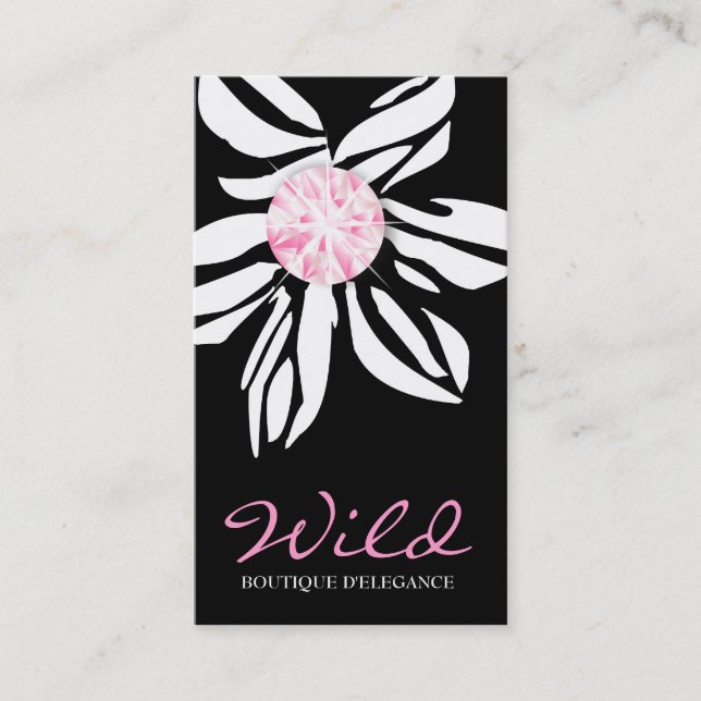 311 Wild Zebra Flower Pink Diamond B Business Card (Front)