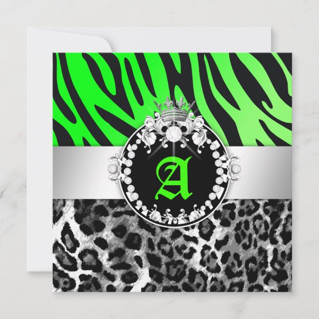 311-Zebra-LeoTique Diamonds n' Kisses Sweet 16 Invitation (Front)