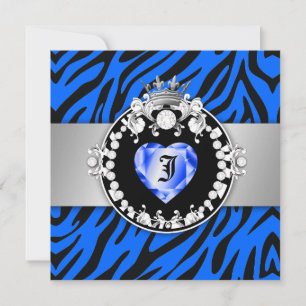 311 Zebra Tique Kiss Queen of Hearts Sweet 16 Invitation