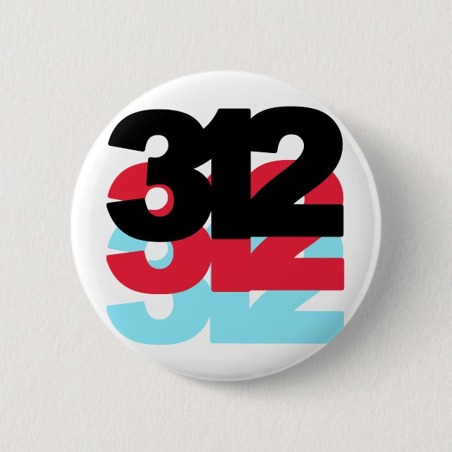 312 Area Code 2 Inch Round Button (Front)