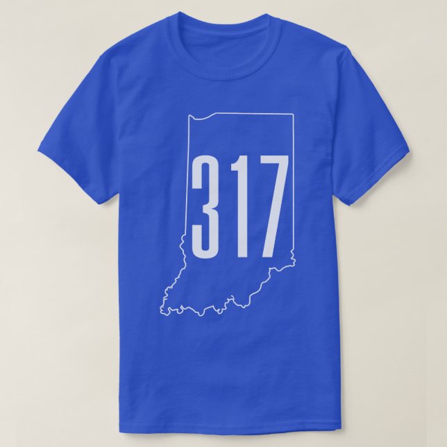 317 Area Code Indianapolis Indiana Map T-Shirt (Design Front)