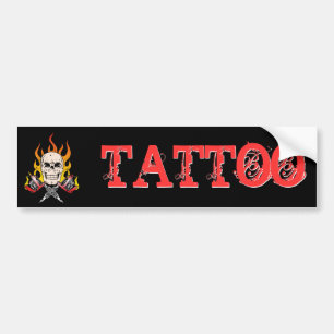 318 Flaming Skull Tattoo Bumper Sticker