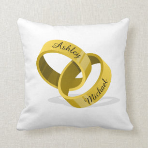 31 day Anniversary Calendar + Name Engraved Rings Throw Pillow