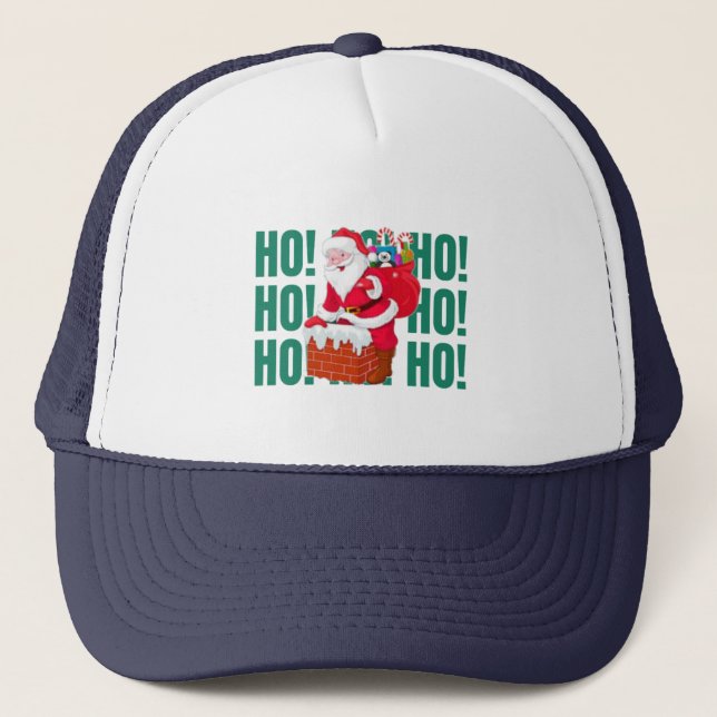 31.Ho Ho Ho Santa claus is wishing merry Christmas Trucker Hat (Front)