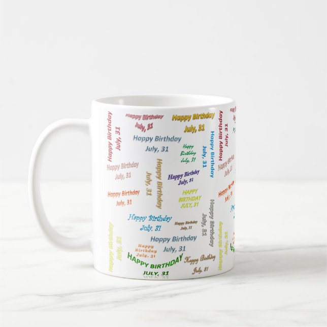 31 juillet, Anniversaire Mug (Gauche)