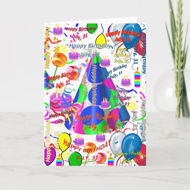31 juillet Carte de voeux d'anniversaire pliée (Devant)