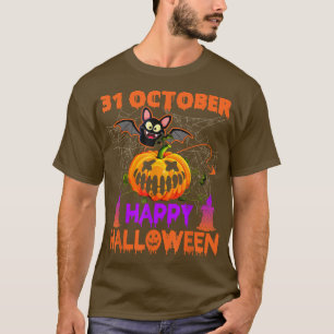 31 October Happy Halloween Funny Bat Scary Pumpkin T-Shirt