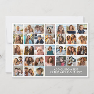 31 Photo Collage Grid - Text box - grey Holiday Card