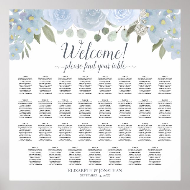 31 Tableau Mariage Plafond bleu Dusty (Devant)