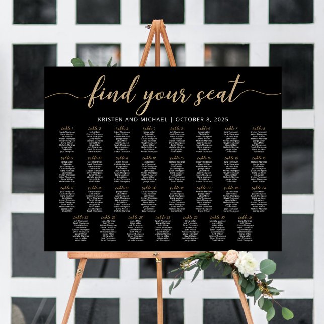 31 Tables Find Your Seat Black Seating Chart Plan (Creator Uploaded)