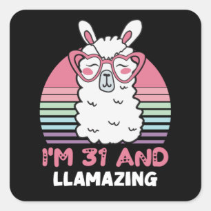 31 Year Old Bday Llamazing 31st Birthday Llama Square Sticker