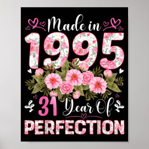 31 Year Old Made in 1995 Floral 31th Birthday Poster