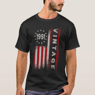31 Year Old Vintage 1991 American Flag 31st Birth T-Shirt