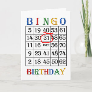 31e Anniversaire Carte Bingo